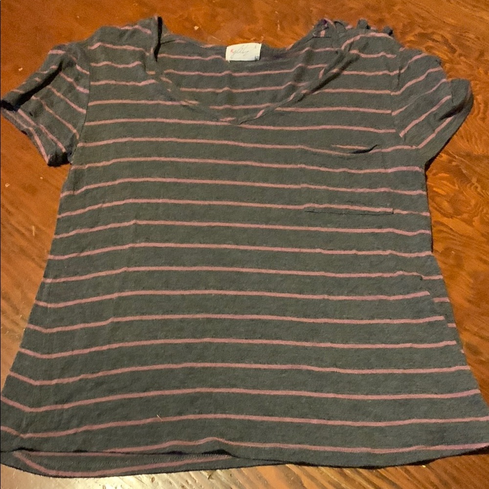 Stylish Striped Tee - Black and Pink